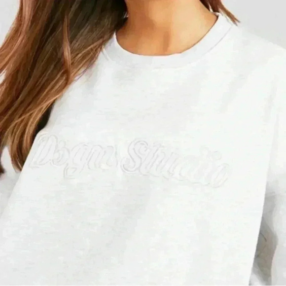 Boohoo Dsgn Studio Embroidered Oversized Sweatshirt Ash Grey Women’s XS - Picture 2 of 10